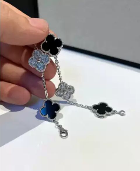 VCA Onyx & Silver Diamond Panda Bracelet