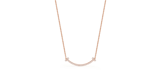 Judyjewelry T Medium Smile Pendant in Rose Gold with Diamonds