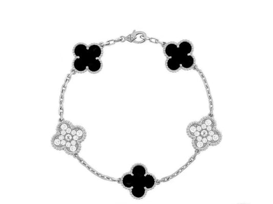 VCA Onyx & Silver Diamond Panda Bracelet