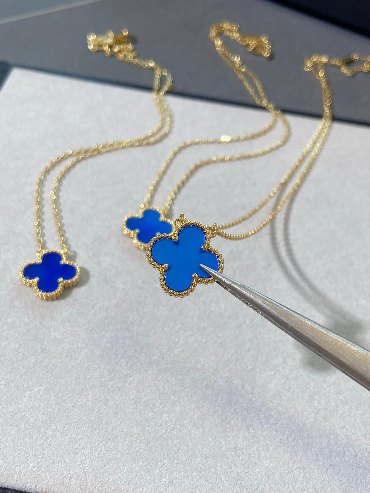 judyjewelry VCA Premium Blue Clover Necklace