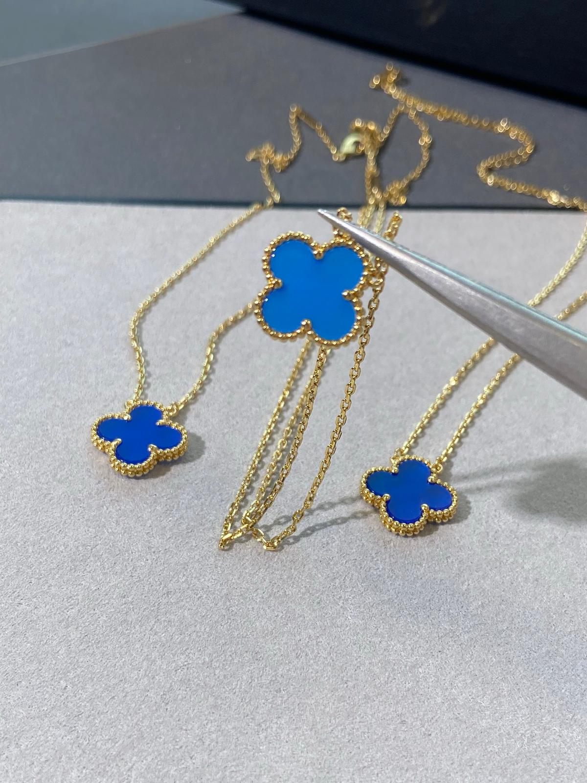 judyjewelry VCA Premium Blue Clover Necklace